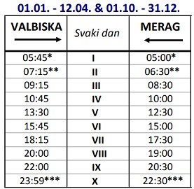 Rozkład jazdy promów Valbiska (wyspa Krk) - Merag (wyspa Cres)
