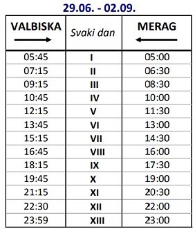 Rozkład jazdy promów Valbiska (wyspa Krk) - Merag (wyspa Cres)